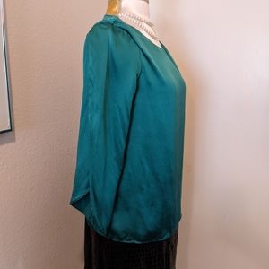 Talbots Silk Blouse Green size 4P
